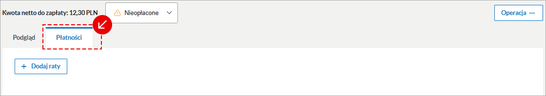 Ekran z tabelą wystawionych faktur